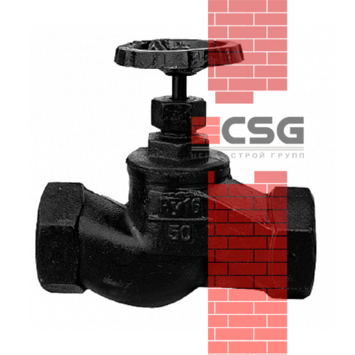 Клапан запорный чугунный 15кч18п Ду32 Ру16 муфтовый, DN 32